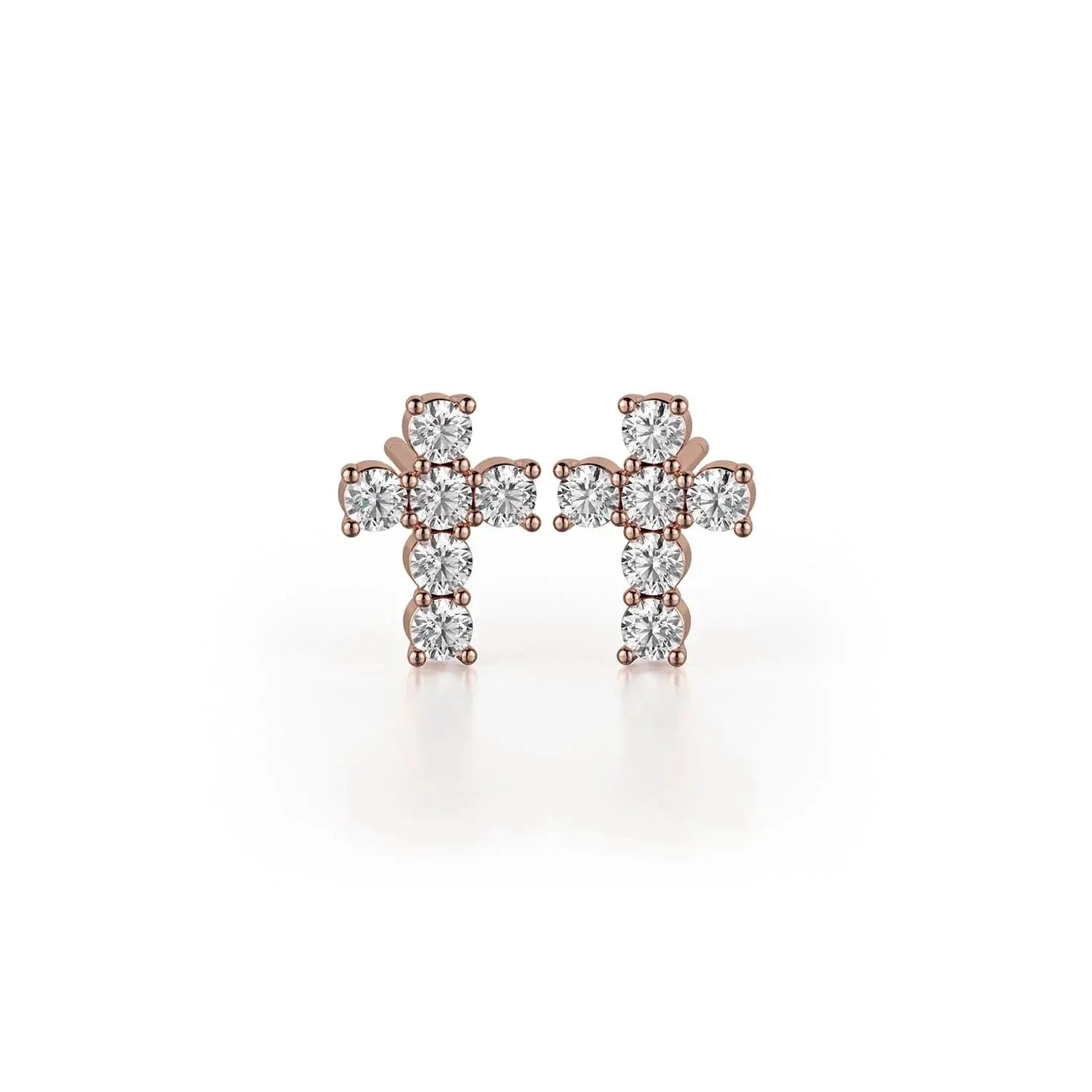 MICHAEL M High Jewelry 18K Rose Gold Mini Diamond Cross Earrings ER278