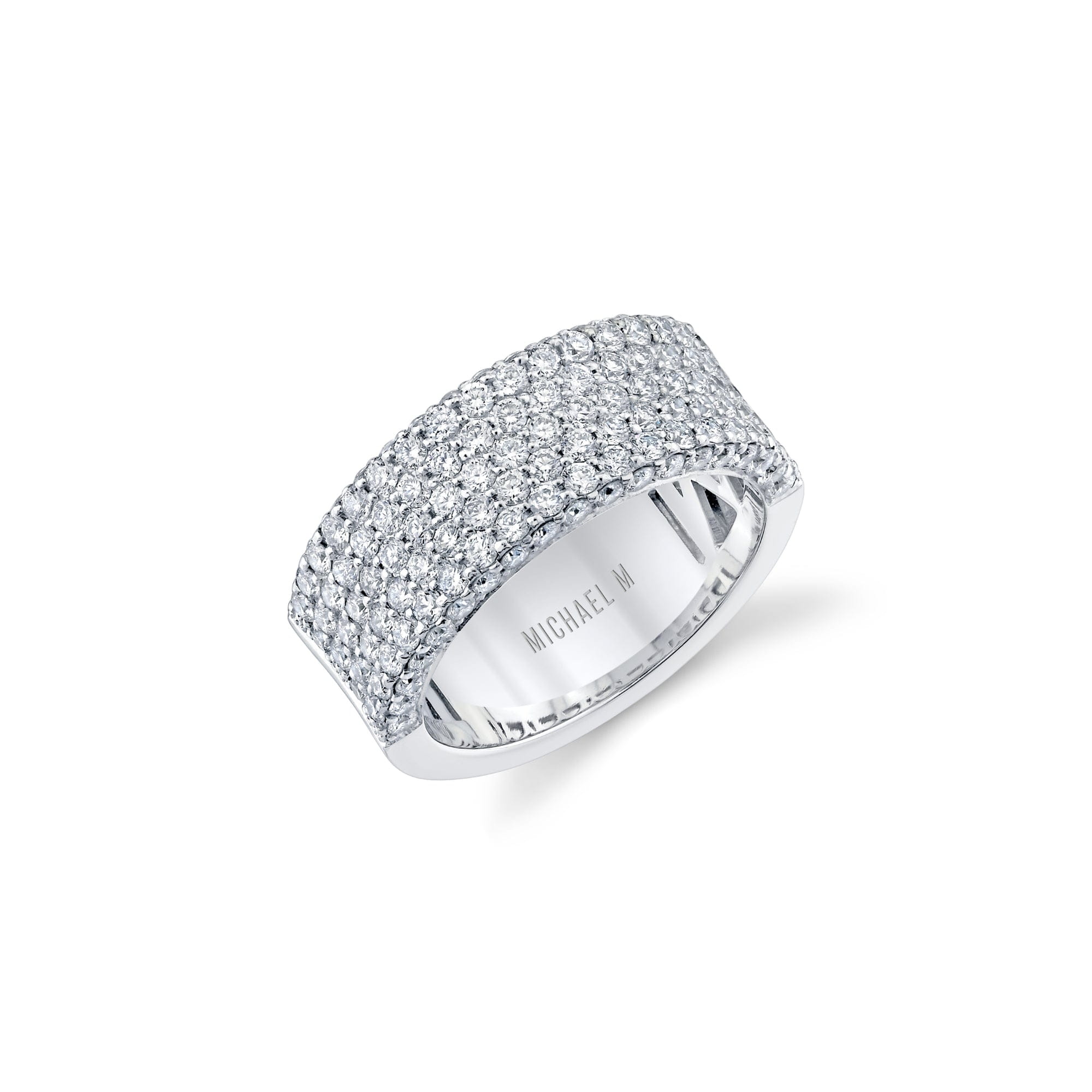 MICHAEL M High Jewelry 18K White Gold / 4 Europa Halved Diamond Band B540