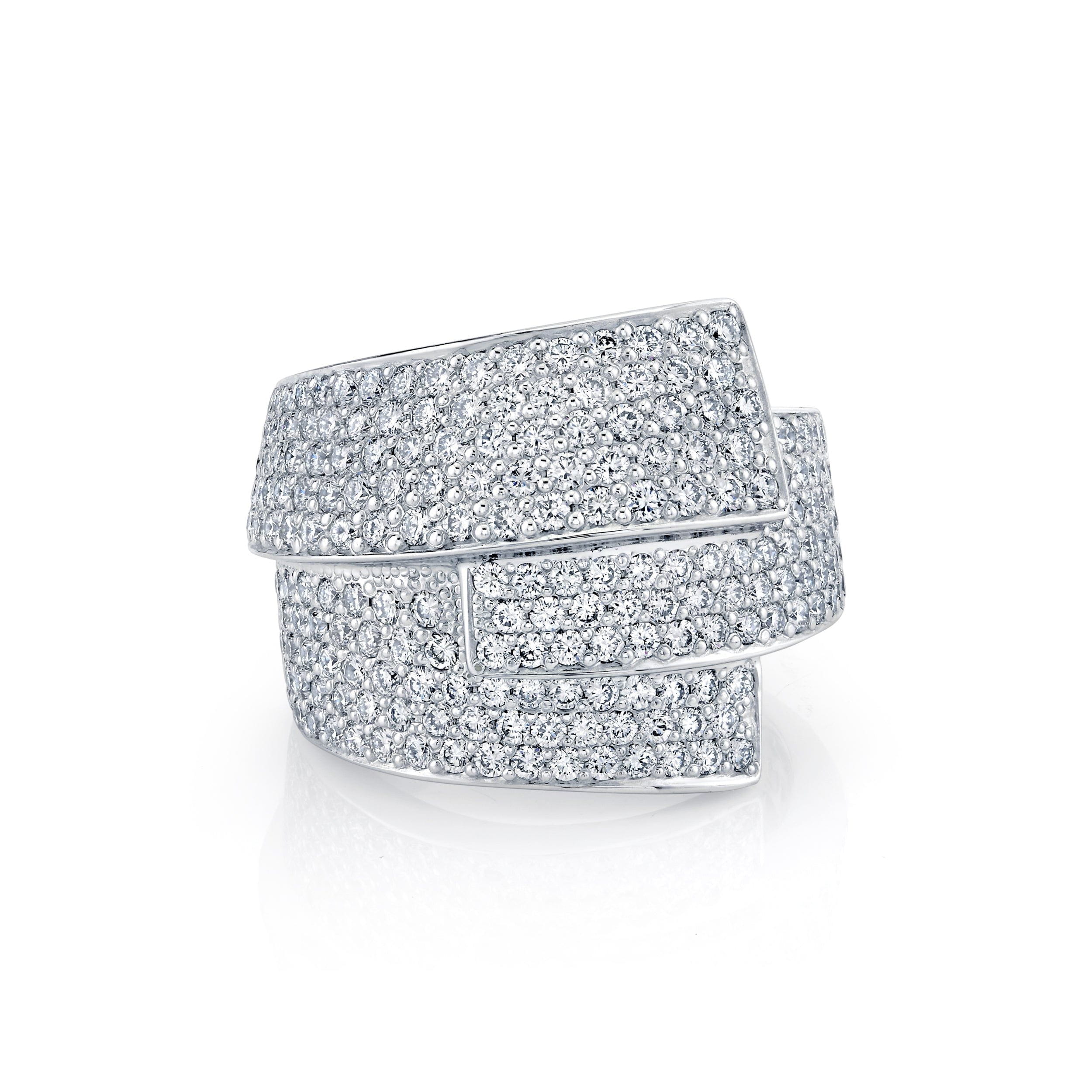 MICHAEL M High Jewelry 18K White Gold / 4 Europa Interlock Pavé Band MR174