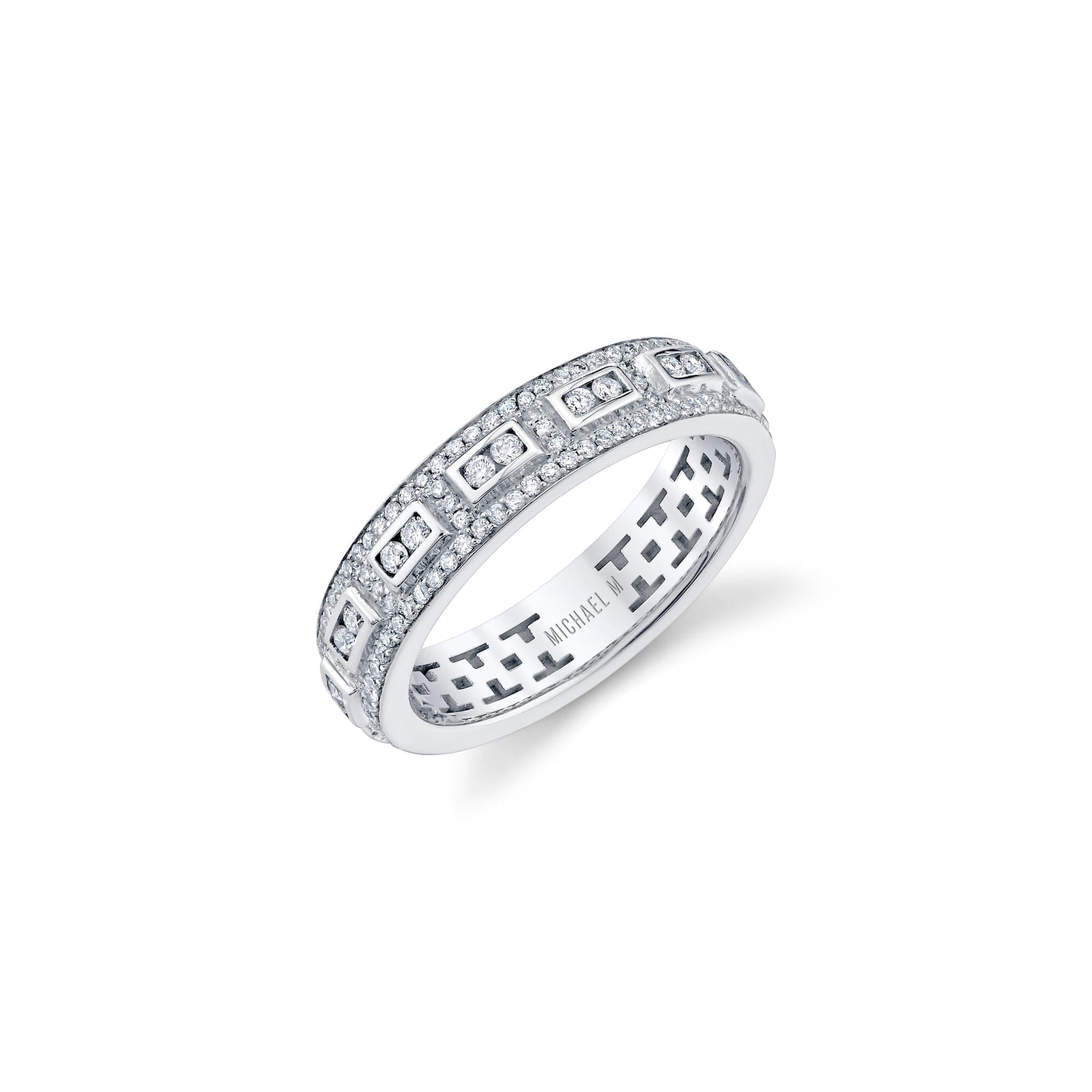 MICHAEL M High Jewelry 18K White Gold / 6.5 Europa Geo Pavé Band B111