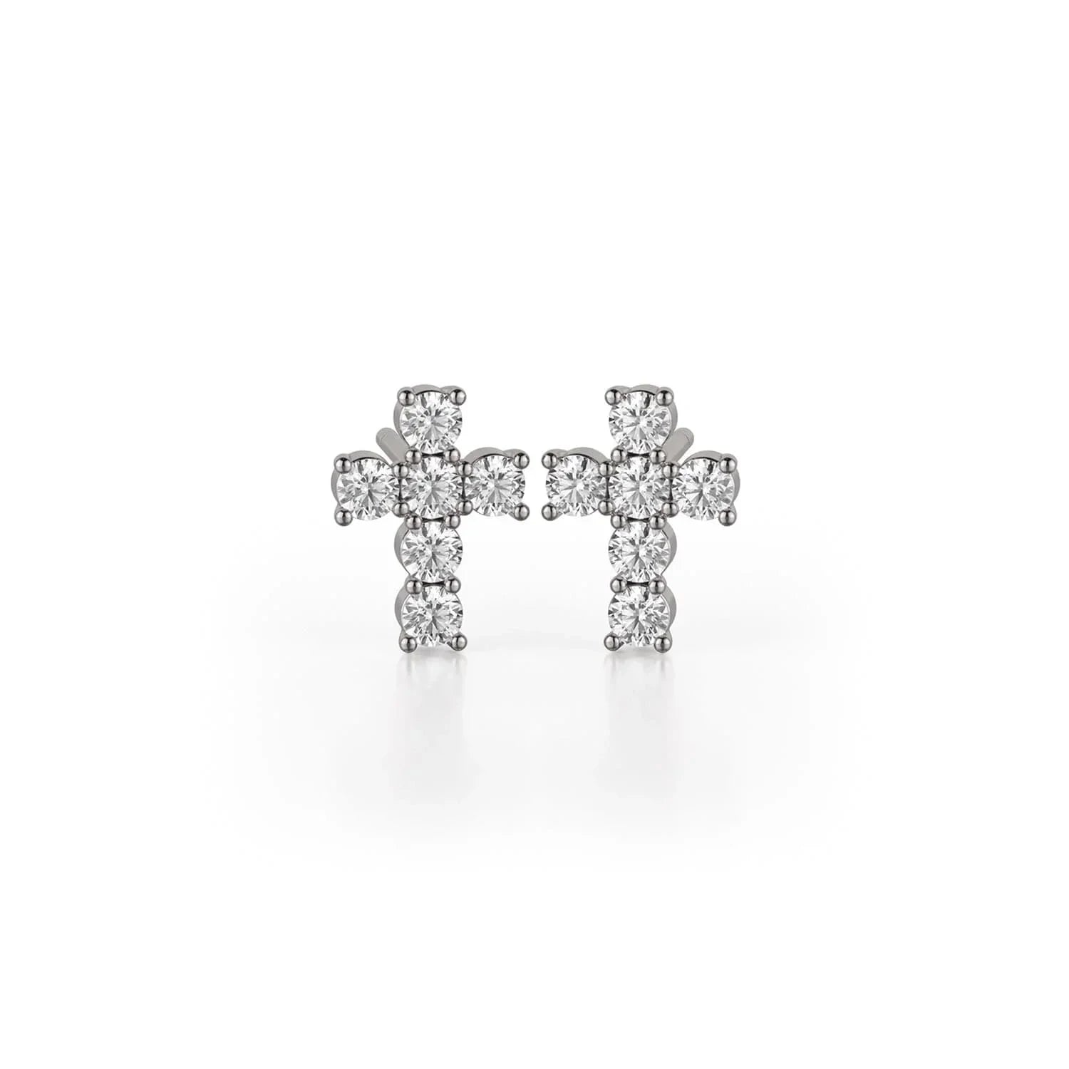 MICHAEL M High Jewelry 18K White Gold Mini Diamond Cross Earrings ER278WG