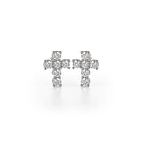 MICHAEL M High Jewelry 18K White Gold Mini Diamond Cross Earrings ER278WG