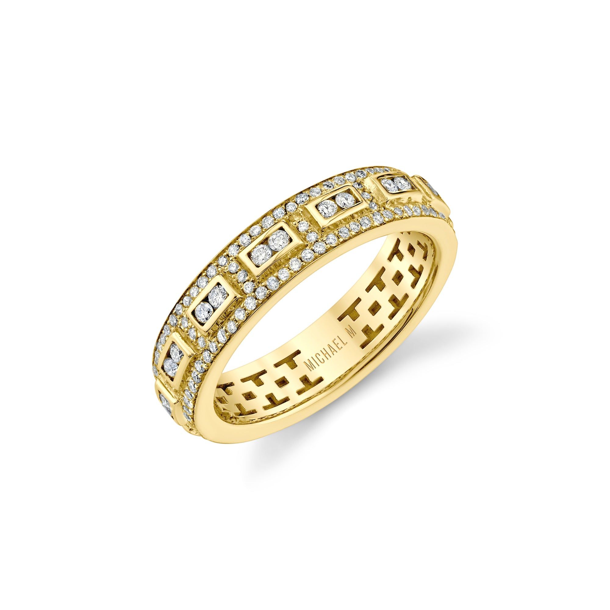 MICHAEL M High Jewelry 18K Yellow Gold / 6.5 Europa Geo Pavé Band B111