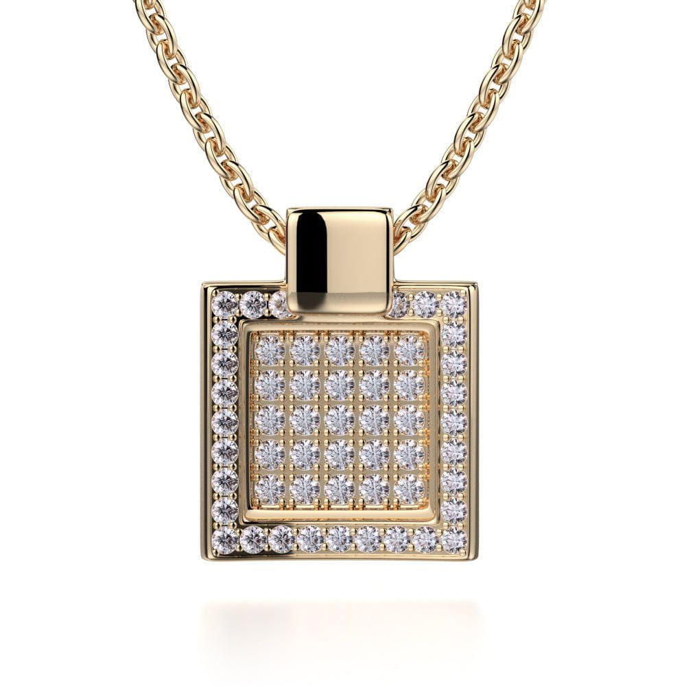 MICHAEL M High Jewelry 18K Yellow Gold Diamond Filled Square Pendant Necklace MH110S-YG