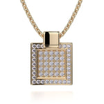 MICHAEL M High Jewelry 18K Yellow Gold Diamond Filled Square Pendant Necklace MH110S-YG