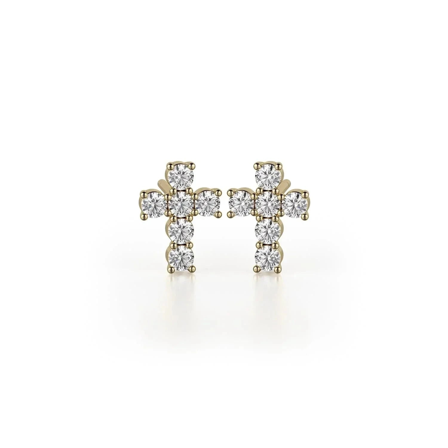 MICHAEL M High Jewelry 18K Yellow Gold Mini Diamond Cross Earrings ER278