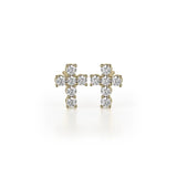 MICHAEL M High Jewelry 18K Yellow Gold Mini Diamond Cross Earrings ER278