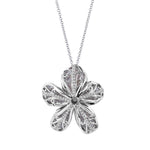 MICHAEL M High Jewelry 5 Petal Flower Pink and Grey Diamond Pendant P150