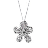 MICHAEL M High Jewelry 5 Petal Flower Pink and Grey Diamond Pendant P150