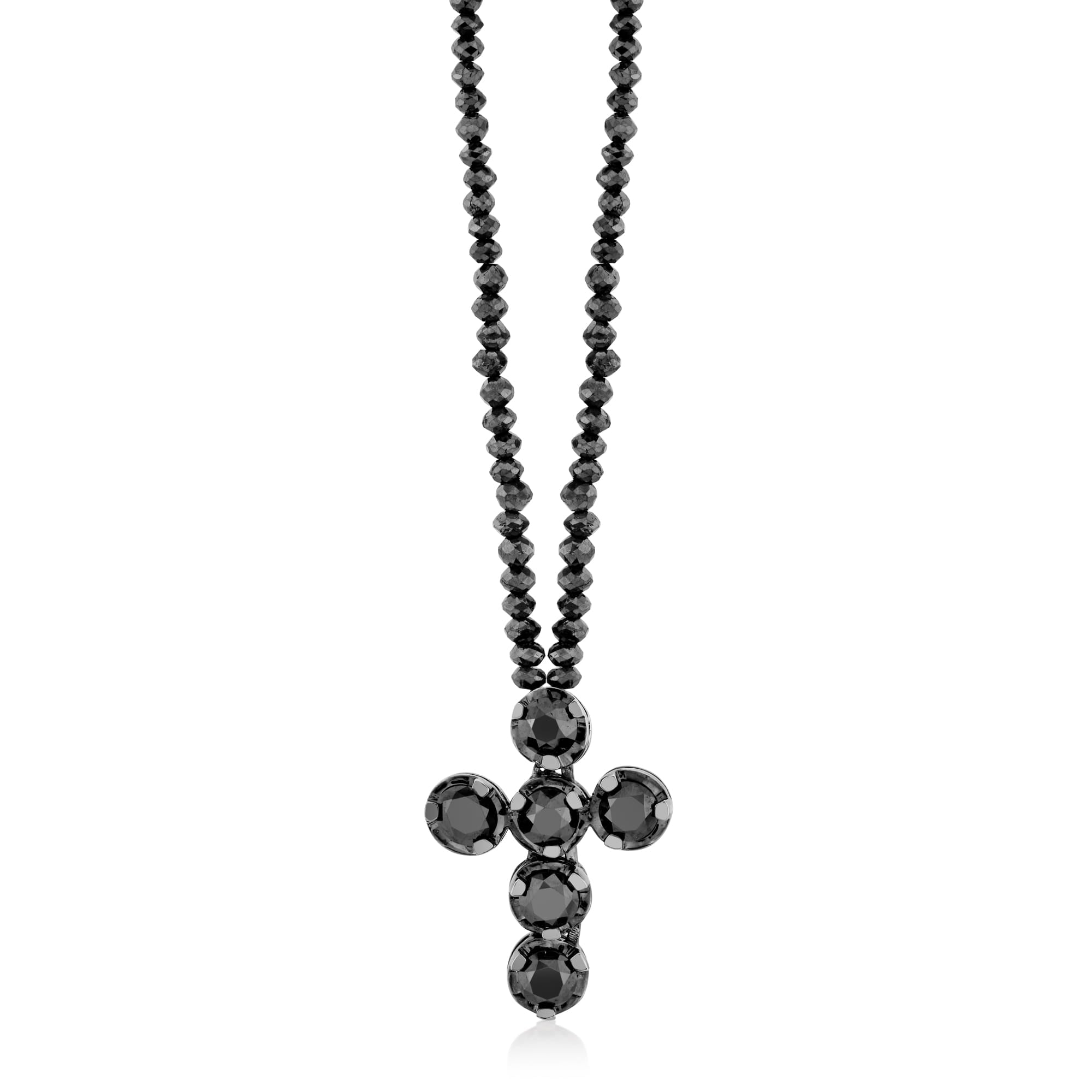 MICHAEL M High Jewelry Black Diamond Bold Black Diamond Cross and Necklace P212L