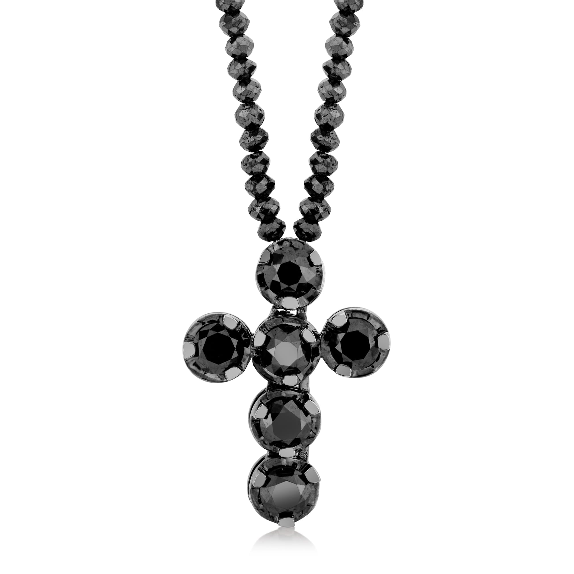 MICHAEL M High Jewelry Black Diamond Bold Black Diamond Cross and Necklace P212L