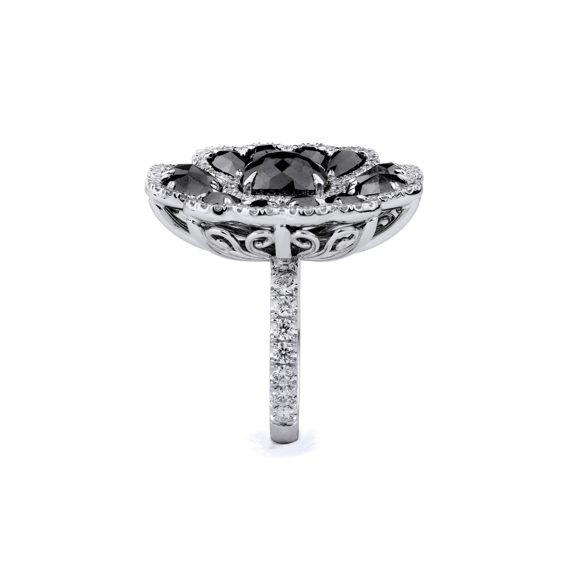 MICHAEL M High Jewelry Black Diamond Petal Ring F263
