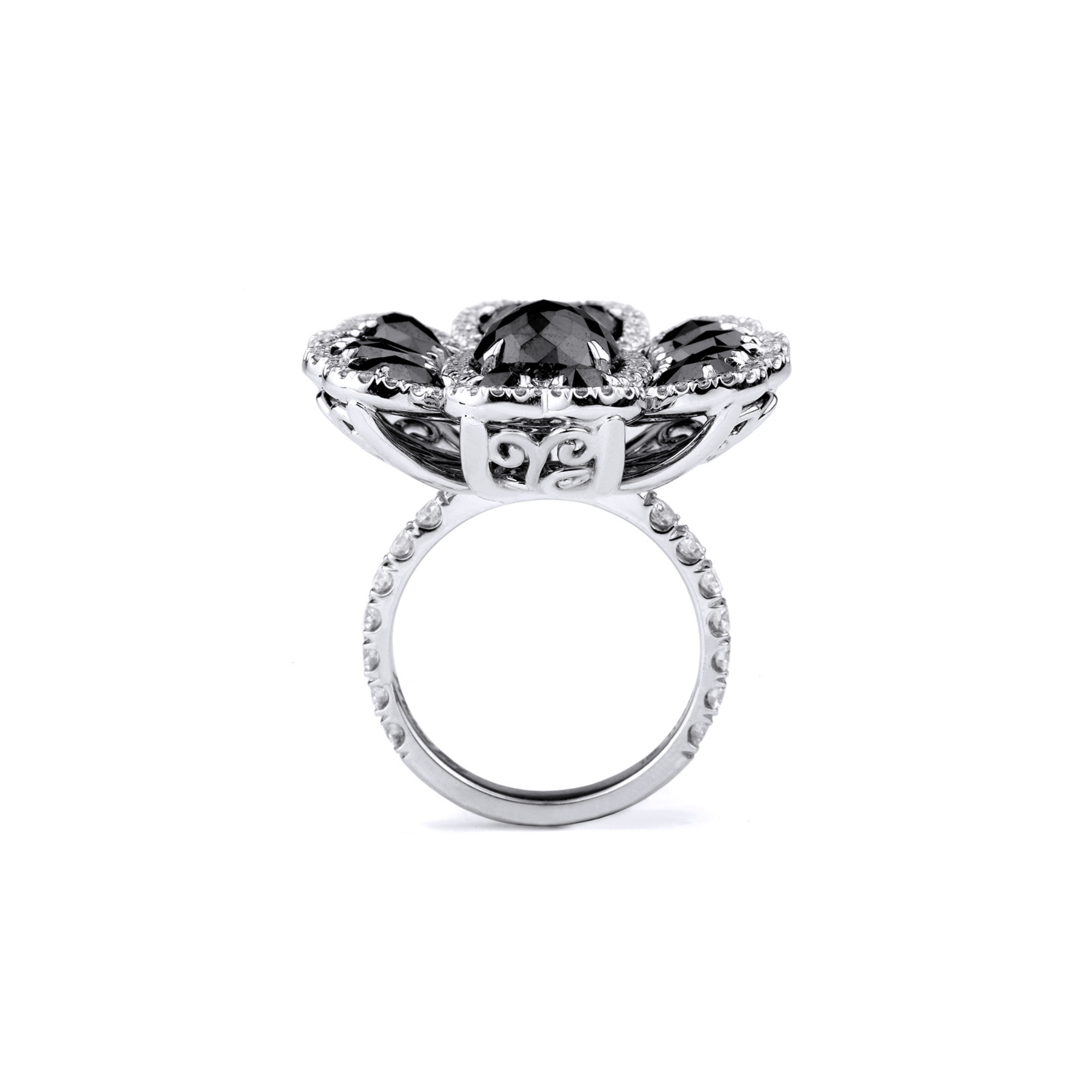 MICHAEL M High Jewelry Black Diamond Petal Ring F263
