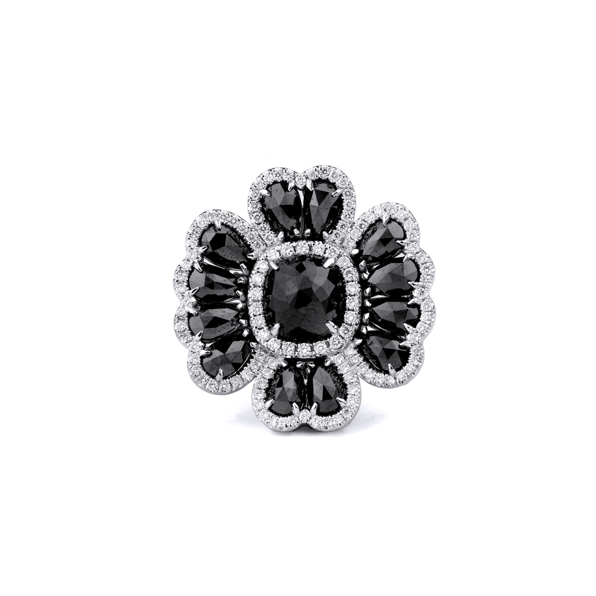 MICHAEL M High Jewelry Black Diamond Petal Ring F263