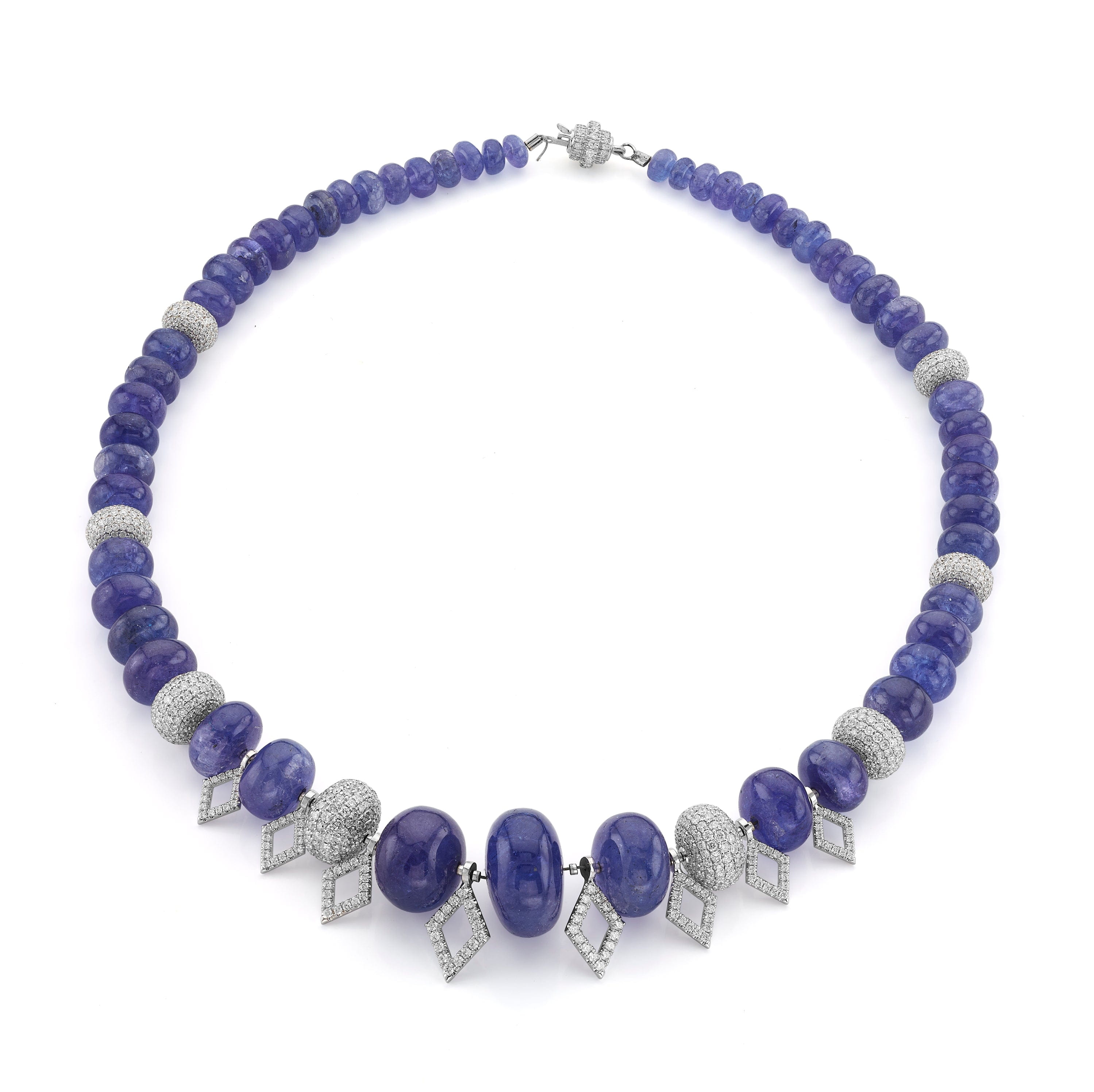 MICHAEL M High Jewelry Blue and Diamond Bead Necklace
