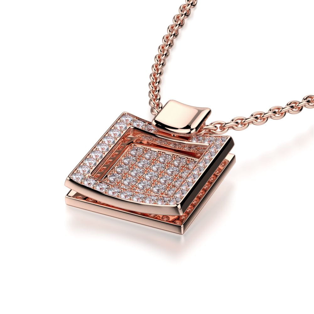 MICHAEL M High Jewelry Diamond Filled Square Pendant Necklace