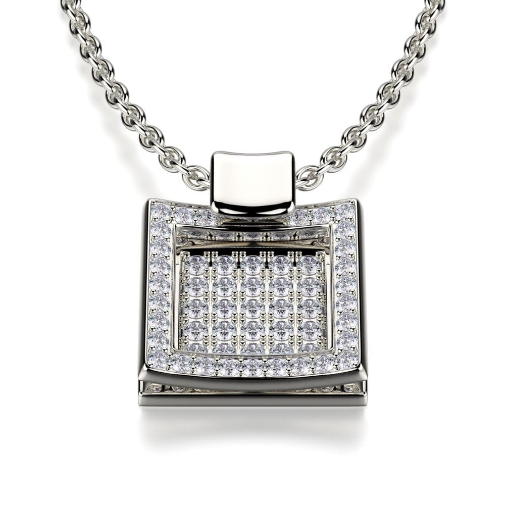 MICHAEL M High Jewelry Diamond Filled Square Pendant Necklace