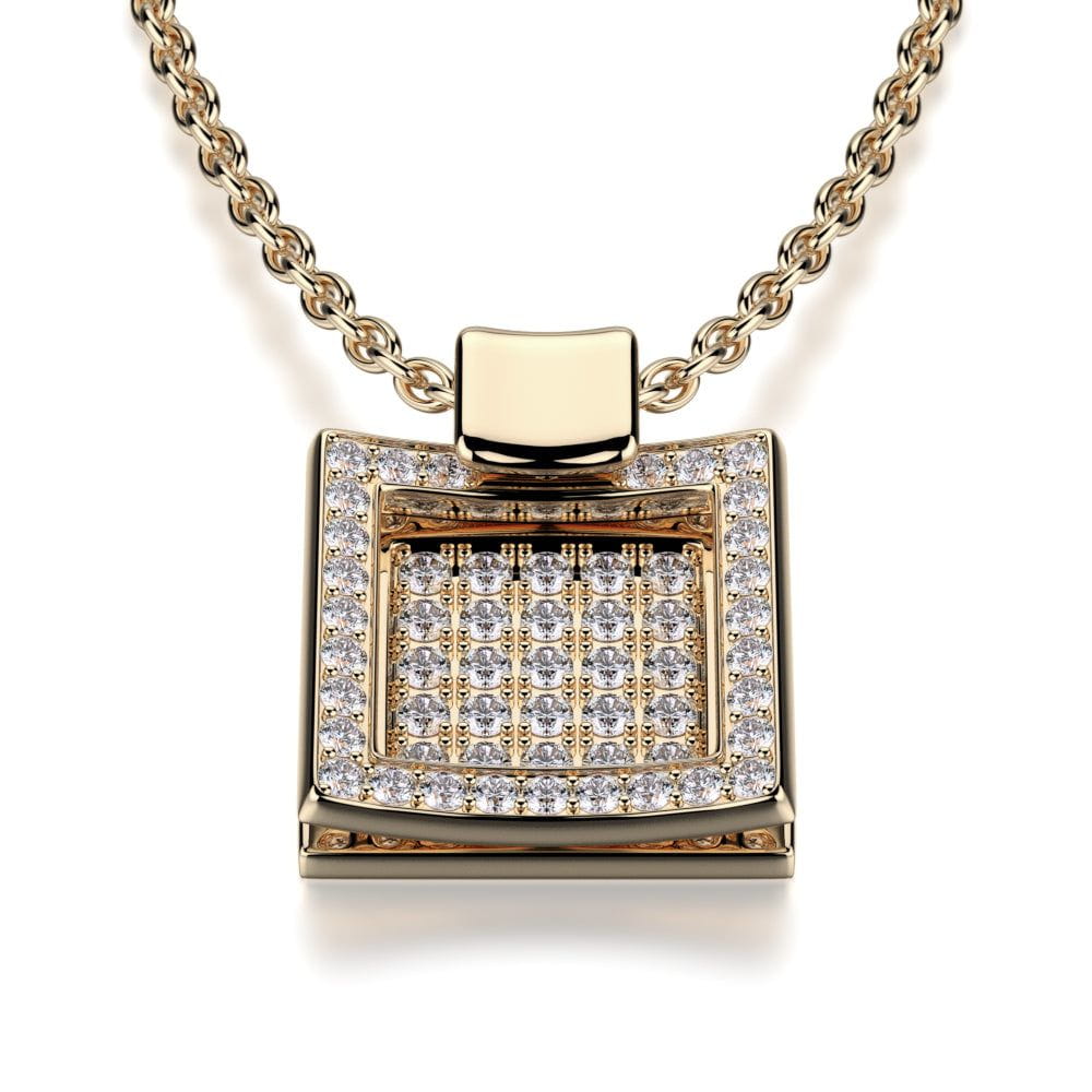 MICHAEL M High Jewelry Diamond Filled Square Pendant Necklace