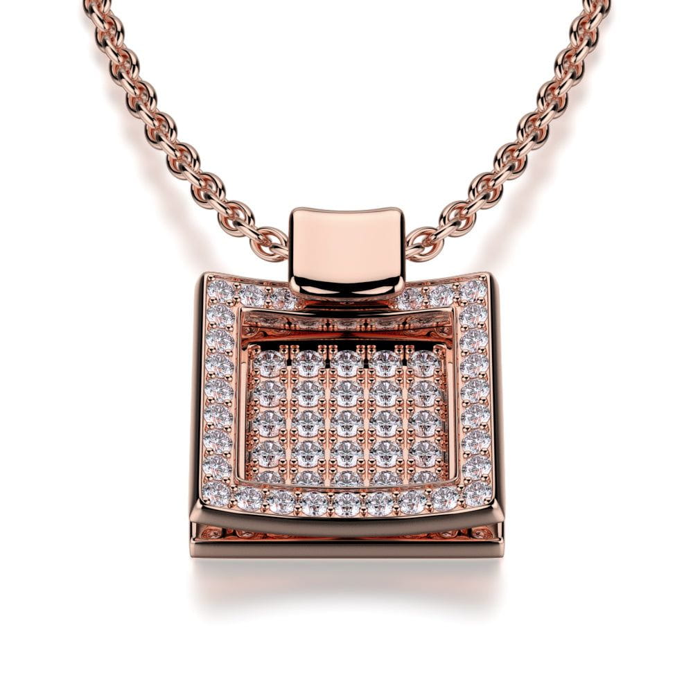 MICHAEL M High Jewelry Diamond Filled Square Pendant Necklace