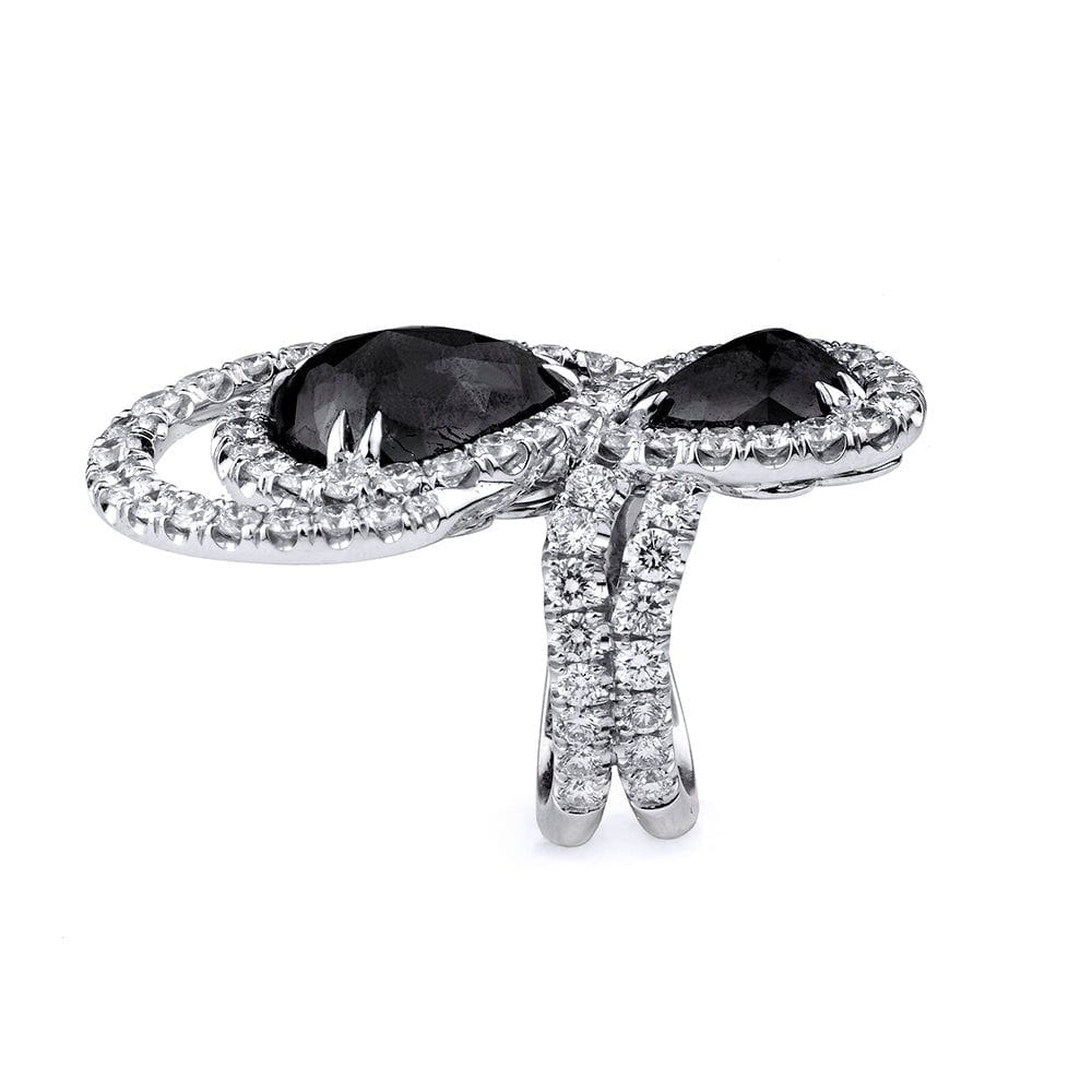MICHAEL M High Jewelry Double Black Diamond Pear Ring F223