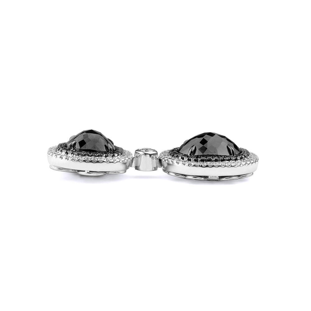 MICHAEL M High Jewelry Double Drop Cushion Black Diamond Earrings ER259