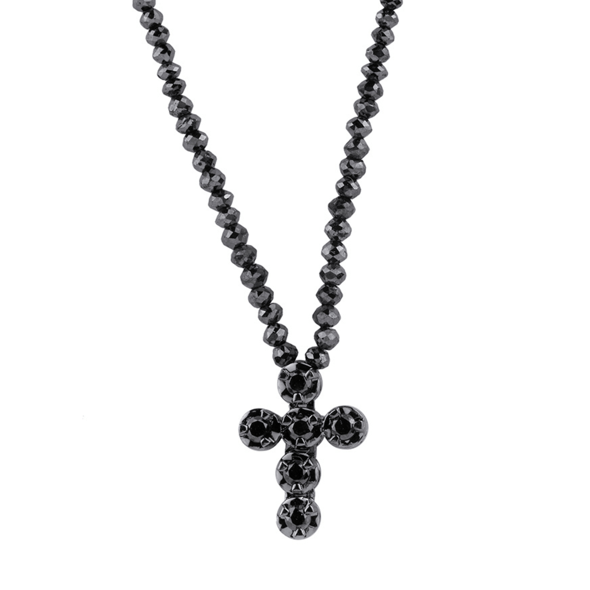 MICHAEL M High Jewelry Large Black Diamond Cross and Necklace P212