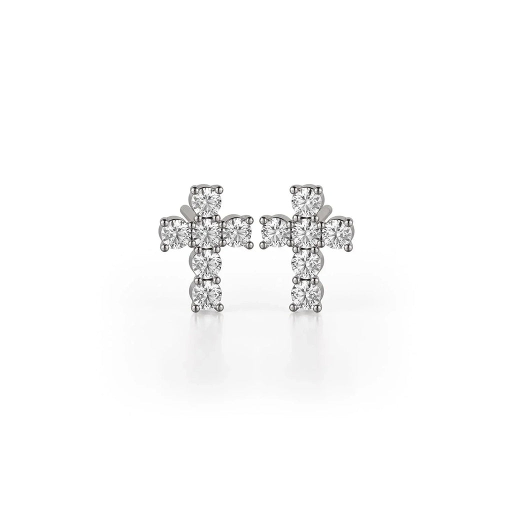 Mini Diamond Cross Earrings MICHAEL M