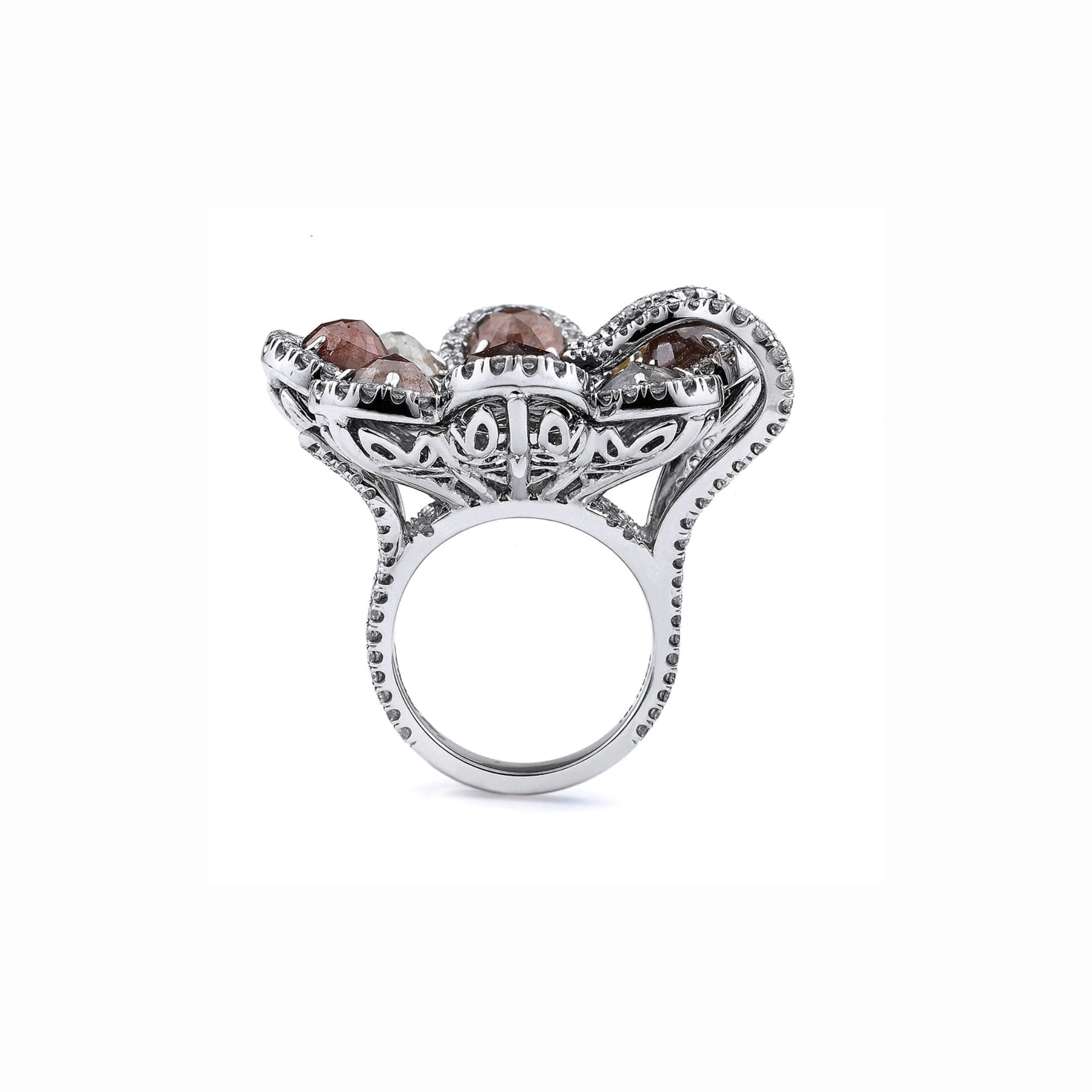 MICHAEL M High Jewelry Multi-Colored 8 Petal Flower Ring