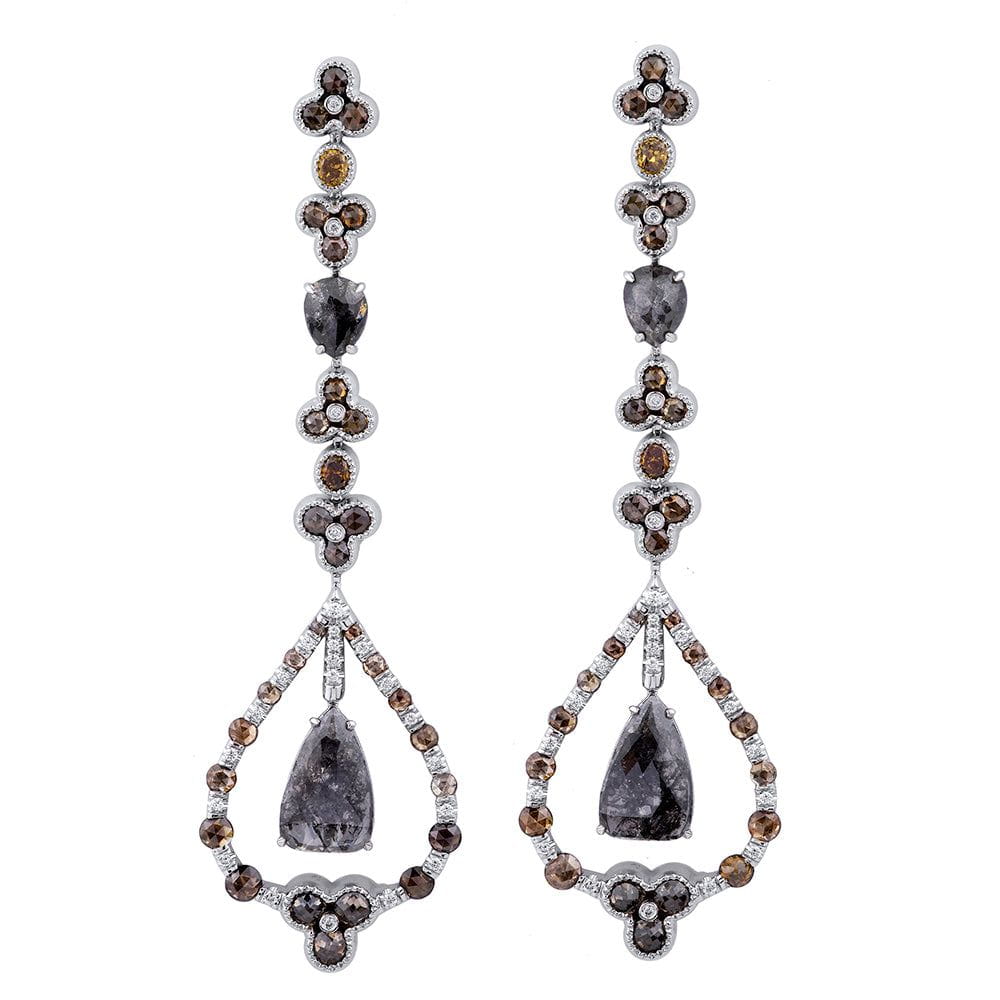 MICHAEL M High Jewelry Multi-Colored Diamond Drop Earrings with Floating Ring ER207