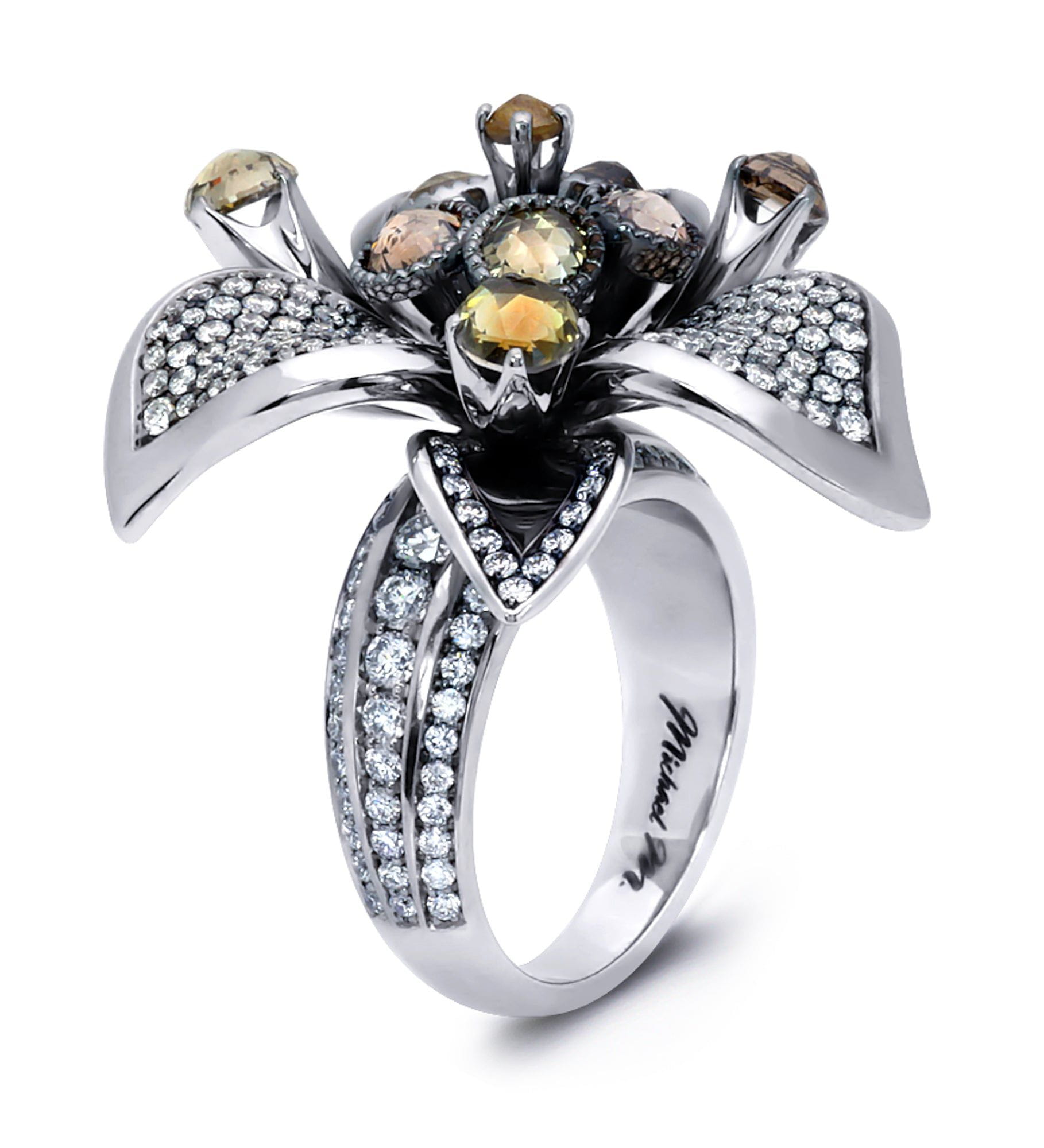MICHAEL M High Jewelry Multi-Colored Flower Ring