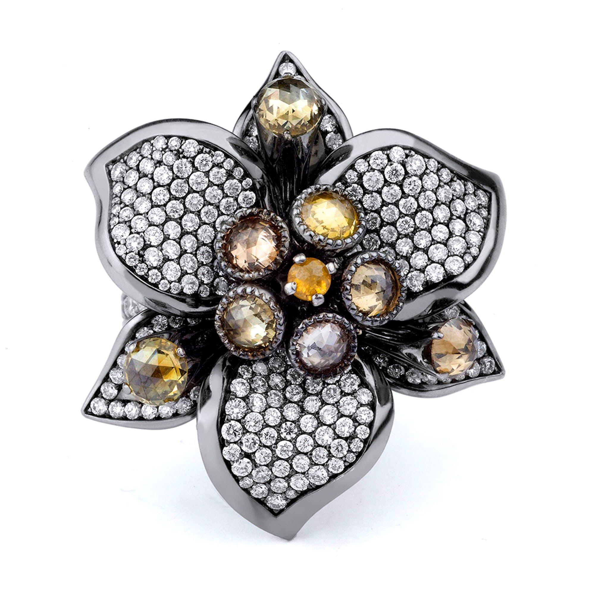 MICHAEL M High Jewelry Multi-Colored Flower Ring