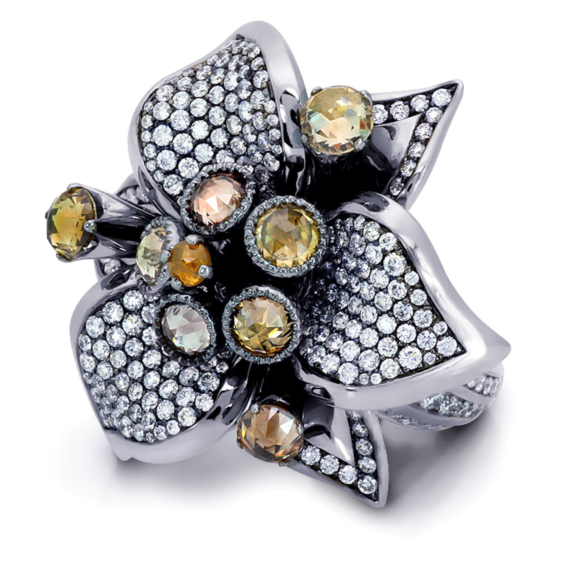 MICHAEL M High Jewelry Multi-Colored Flower Ring