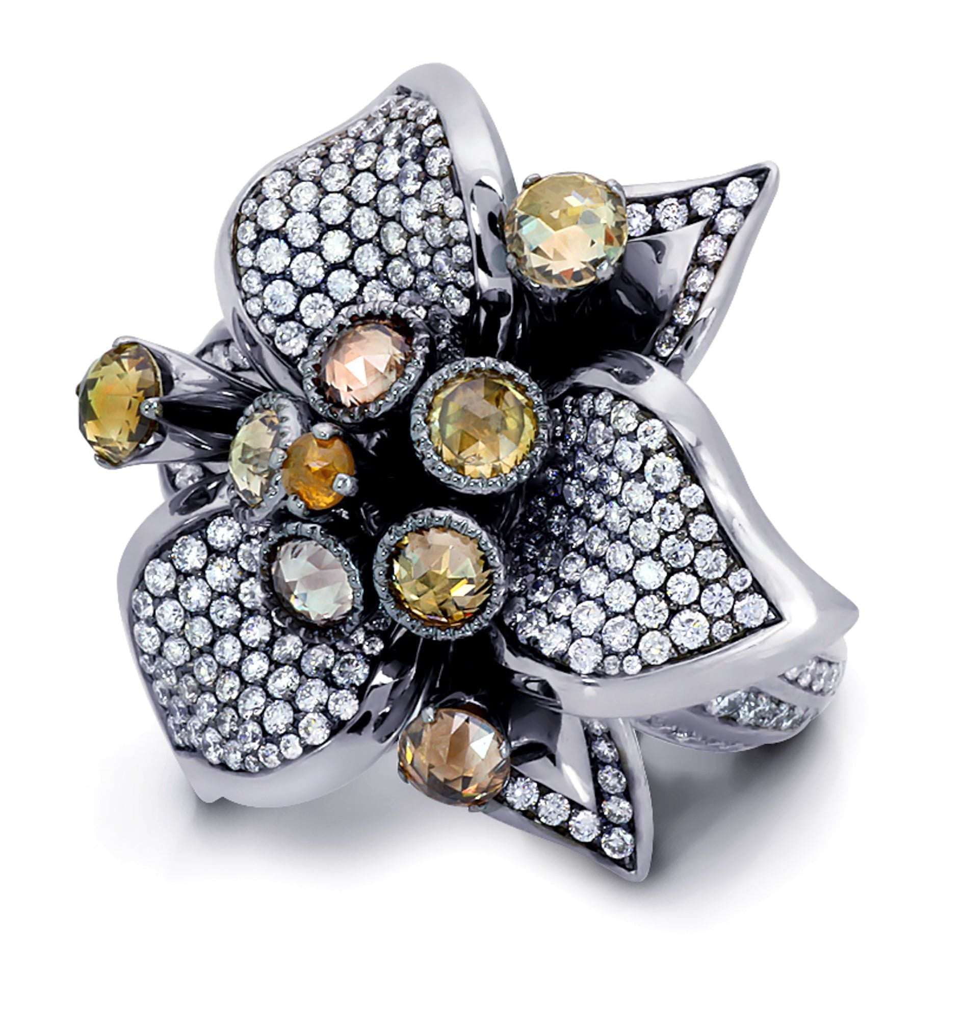 MICHAEL M High Jewelry Multi-Colored Flower Ring