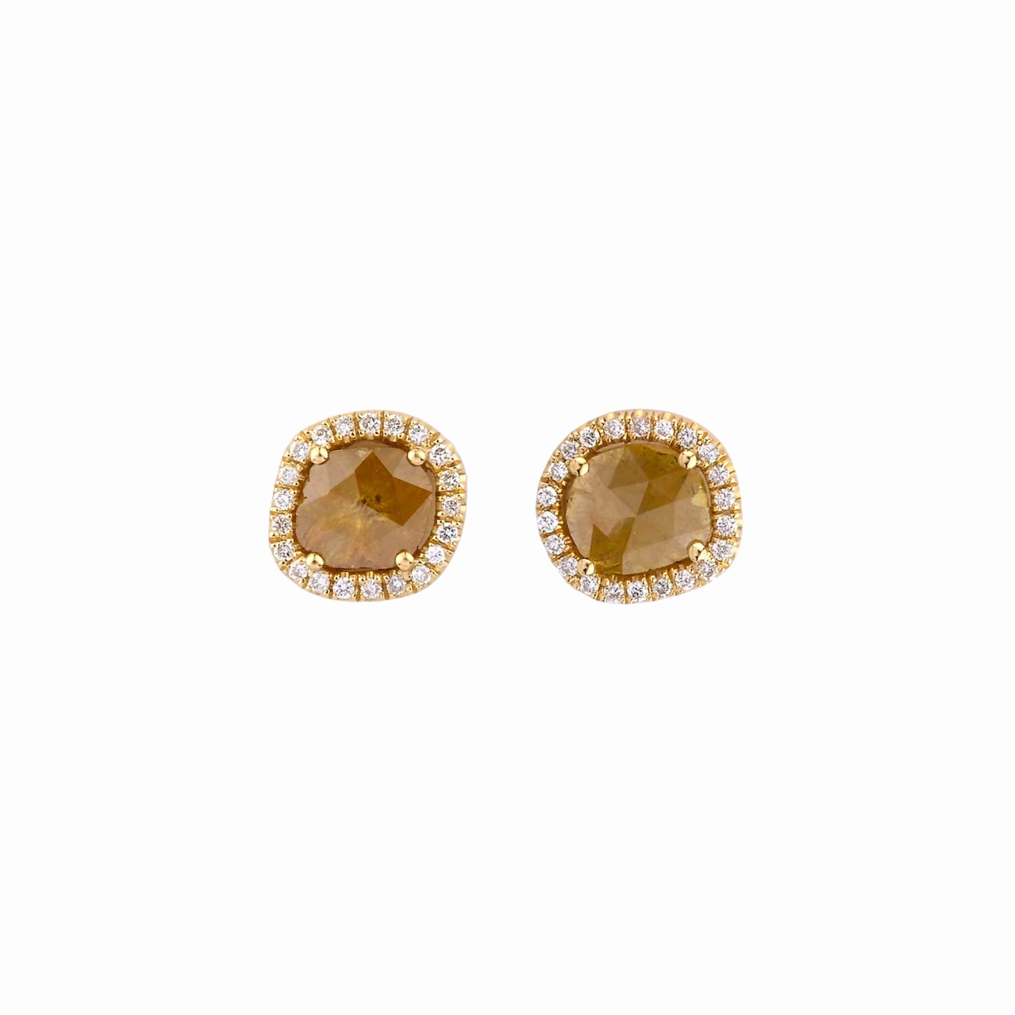 MICHAEL M High Jewelry Sliced Round Yellow Diamond Earrings ER263