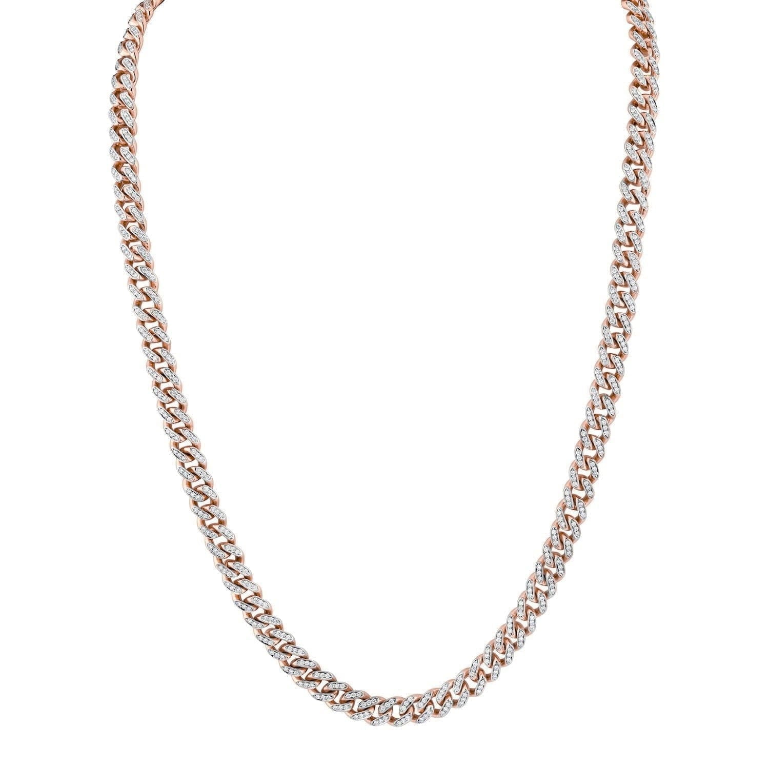 MICHAEL M Men's 14K Rose Gold Pave Cuban Chain Necklace MC101