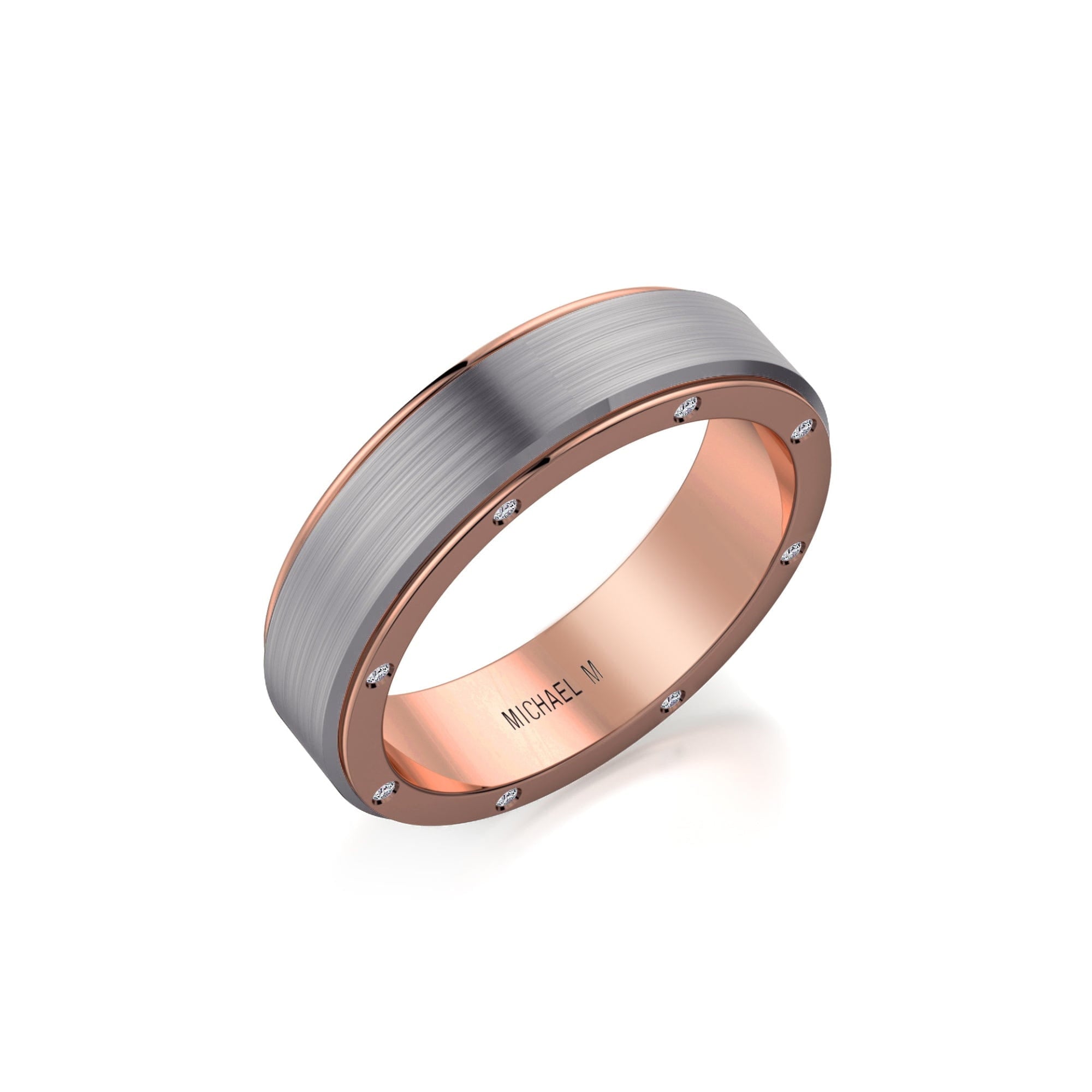 MICHAEL M Men's 14K Rose Gold/ Titanium / 7 Men's Band MB116 MB-116RG14K