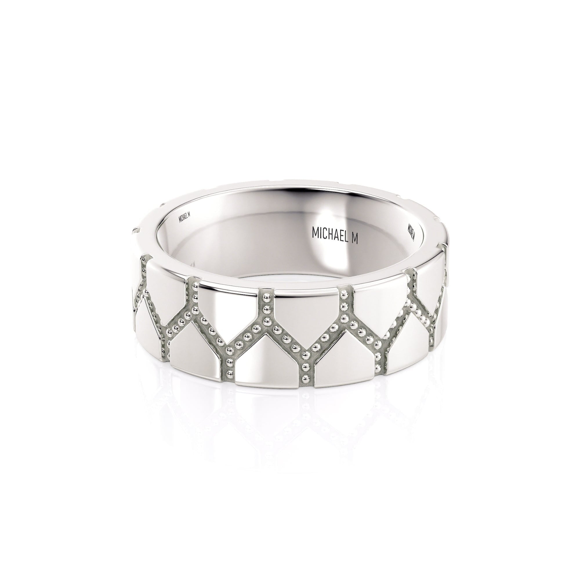 MICHAEL M Men's 14K White Gold / 7 Men's Band MB117