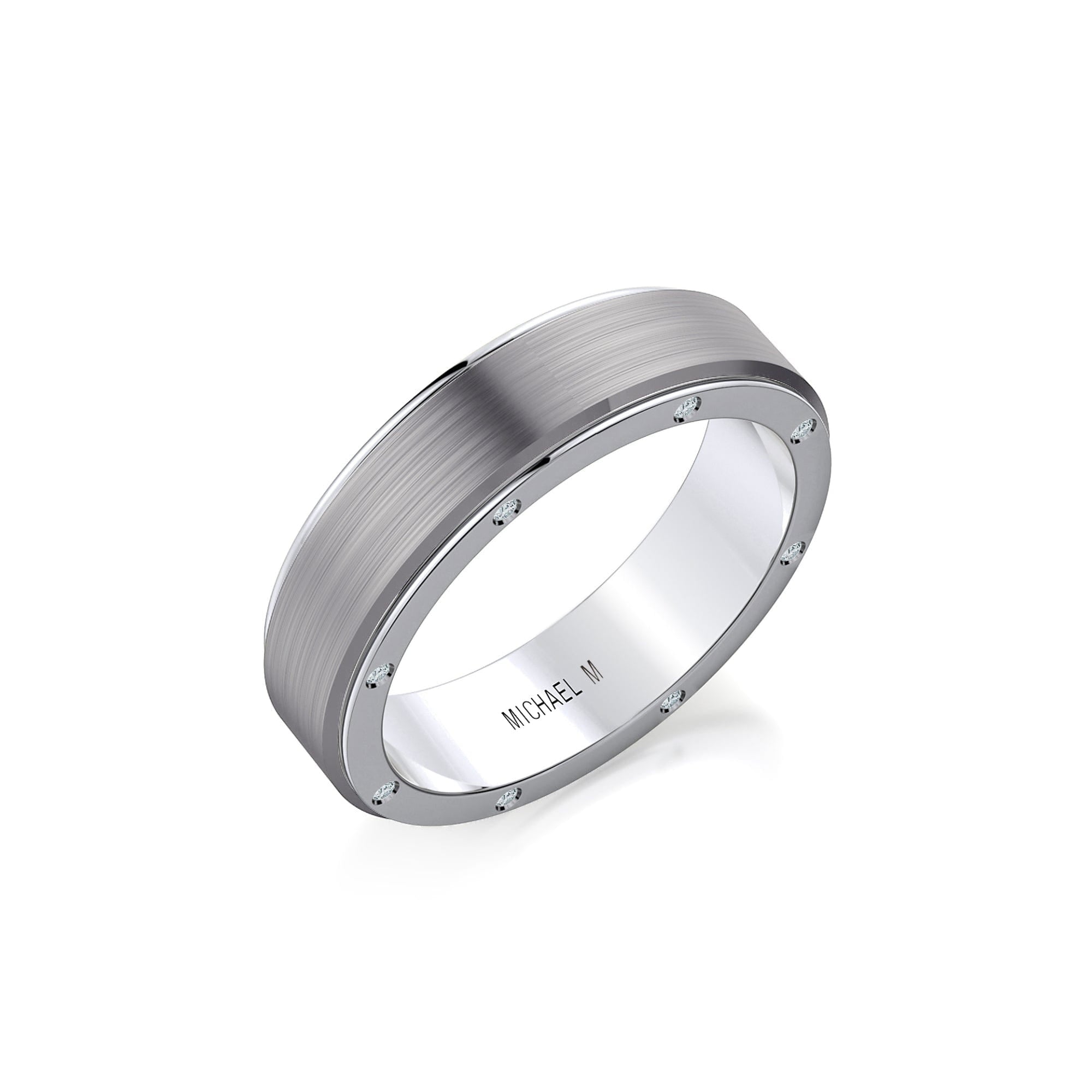 MICHAEL M Men's 14K White Gold/ Titanium / 7 Men's Band MB116 MB-116WG14K