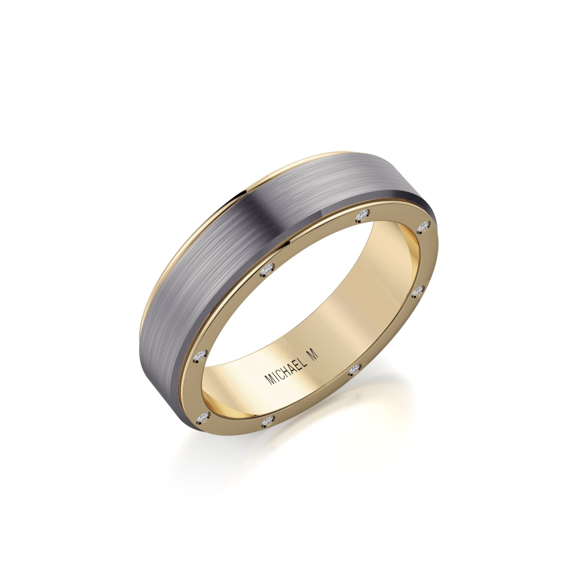 MICHAEL M Men's 14K Yellow Gold/ Titanium / 7 Men's Band MB116 MB-116YG14K