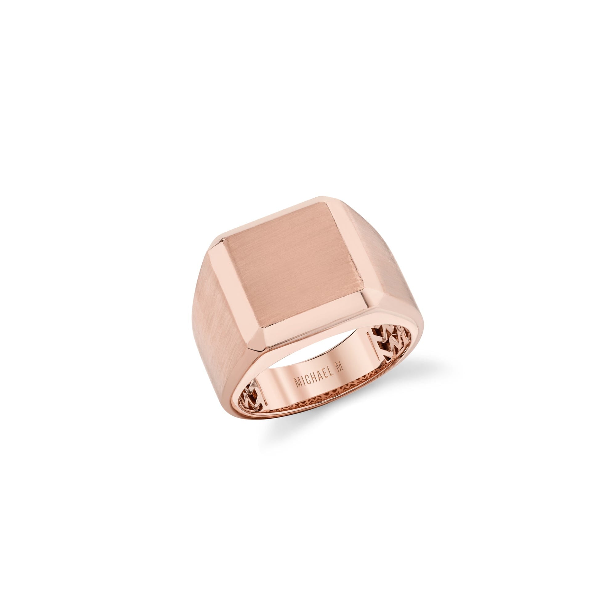 MICHAEL M Men's 18K Rose Gold / 9 Mens Block Signet Ring