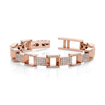 MICHAEL M Men's 18k Rose Gold Men's Pave Block Chain Bracelet