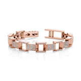 MICHAEL M Men's 18k Rose Gold Men's Pave Block Chain Bracelet