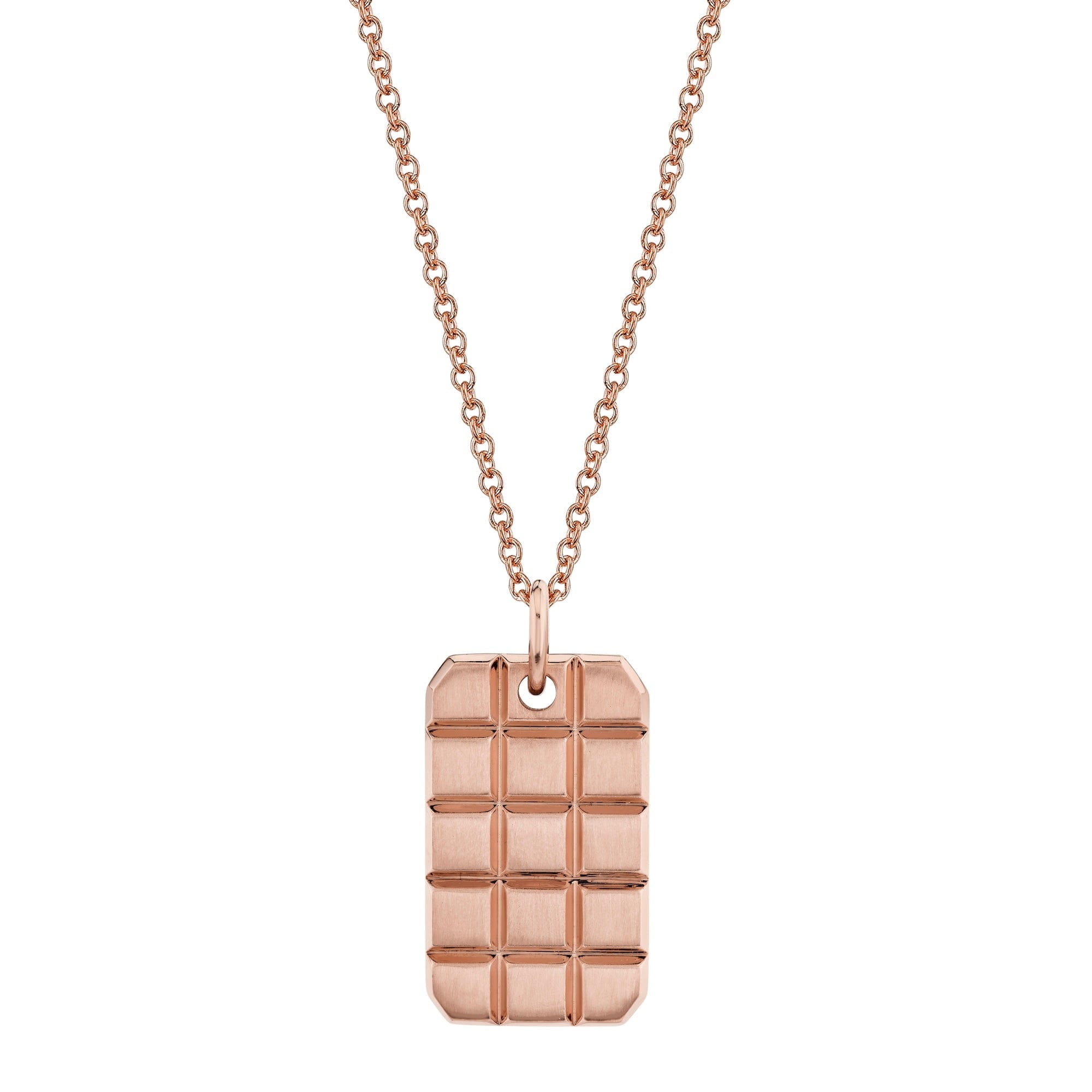 MICHAEL M Men's 18K Rose Gold Mens Block Dog Tag Necklace