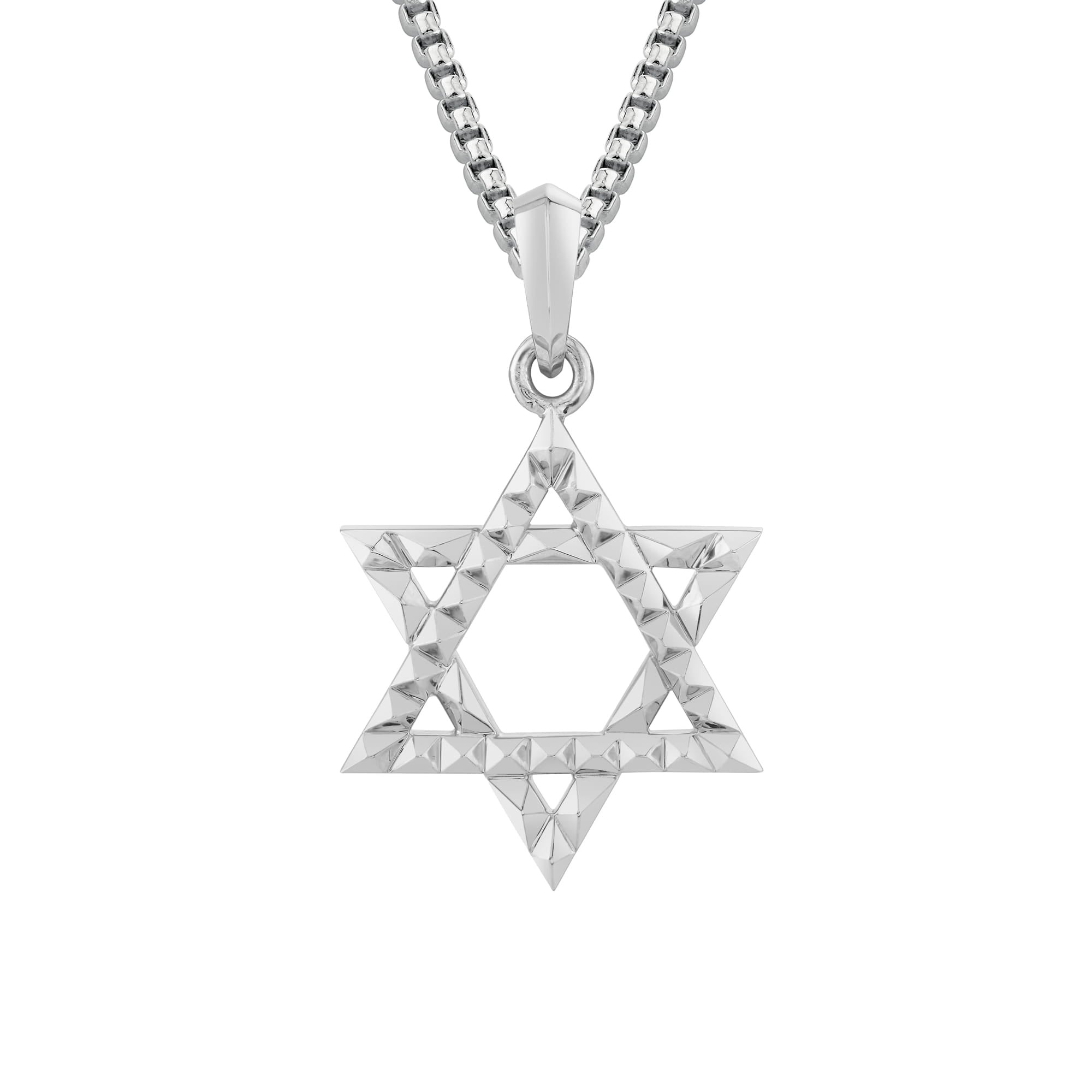 MICHAEL M Men's 18K White Gold 3D Tetra Star of David Pendant P565