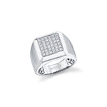 MICHAEL M Men's 18K White Gold / 7.5 Mens Pinky Signet Ring with Pave