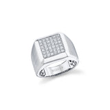 MICHAEL M Men's 18K White Gold / 7.5 Mens Pinky Signet Ring with Pave