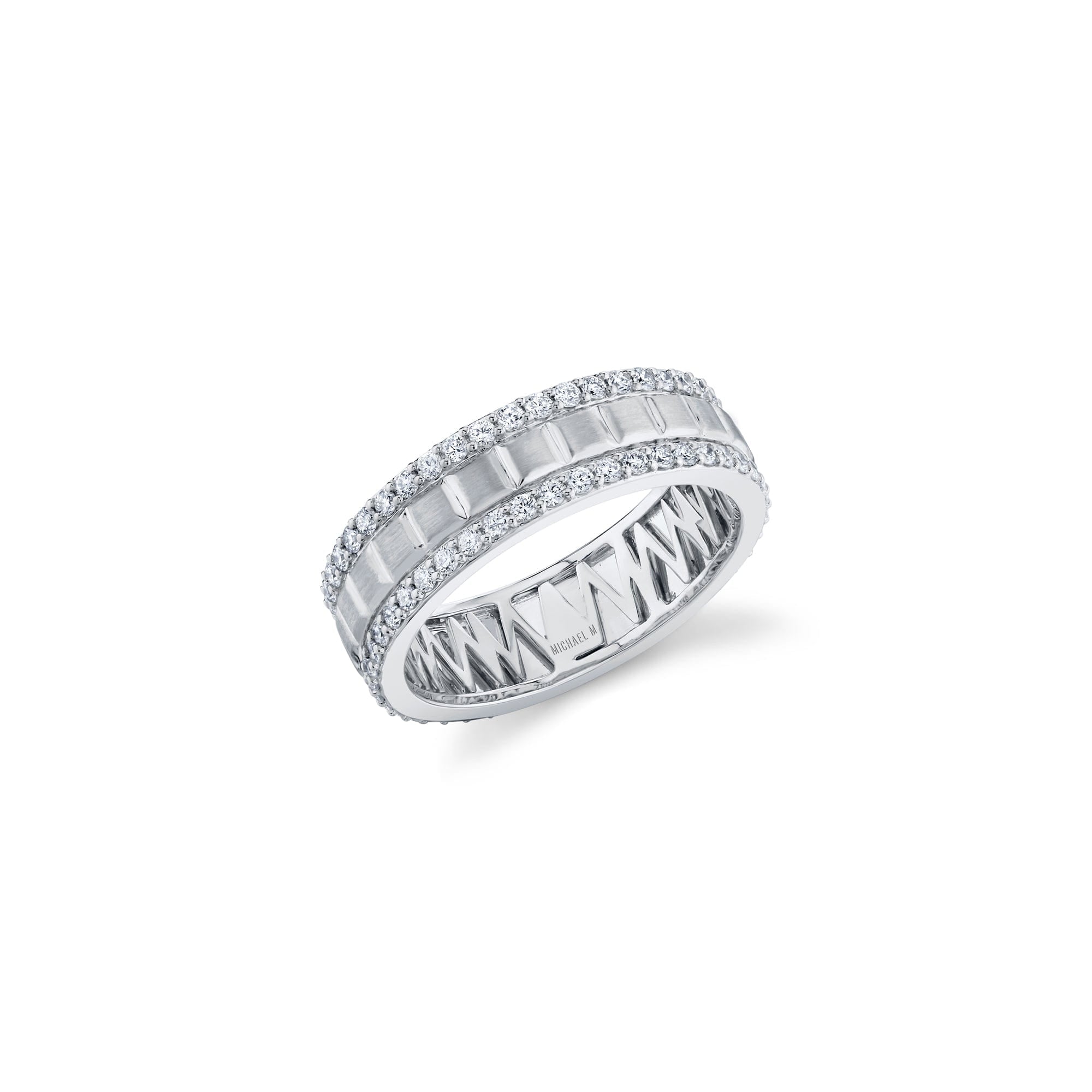MICHAEL M Men's 18K White Gold / 7 Men's Block Pave Band