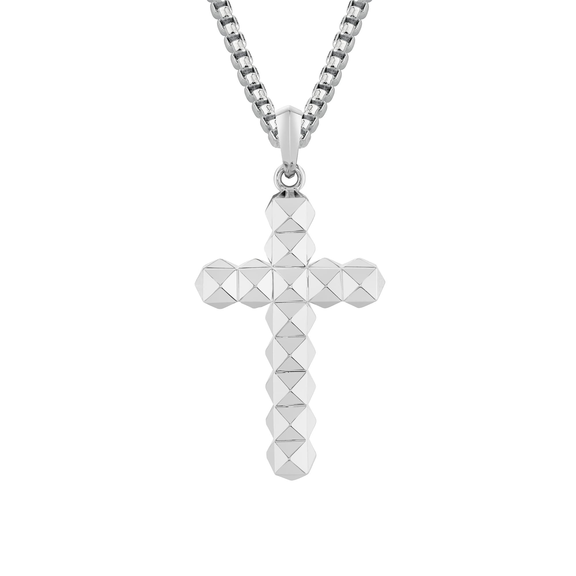 MICHAEL M Men's 18K White Gold Men's Classic 3D Tetra Cross Pendant MP239M