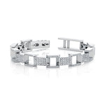 MICHAEL M Men's 18k White Gold Men's Pave Block Chain Bracelet