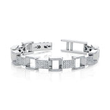 MICHAEL M Men's 18k White Gold Men's Pave Block Chain Bracelet